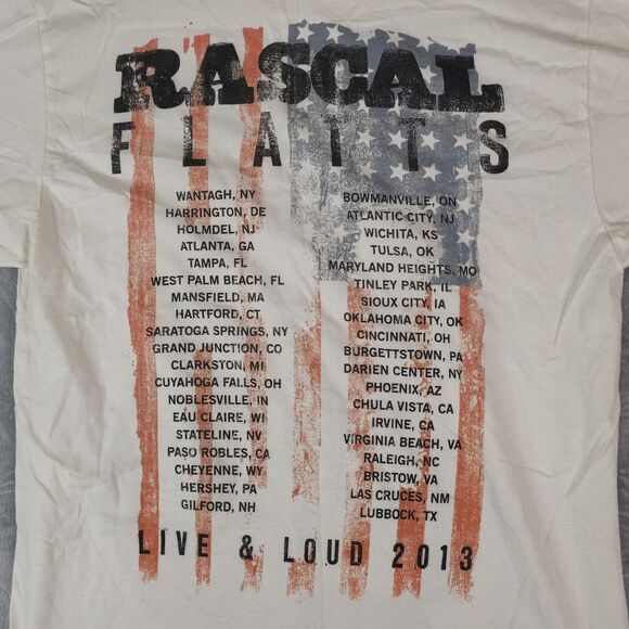 Rascal Flatts Live & Loud 2013 Tour Concert T-Shirt Ivory Mens Medium - Picture 4 of 8
